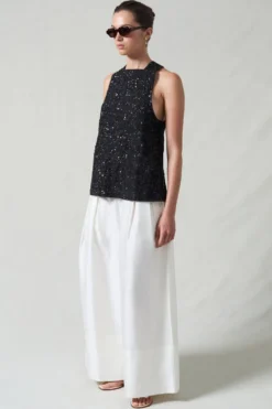 Sequin Apron Top Black