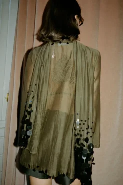 Sequin Cotton Silk Scarf Earth