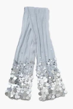 Sequin Cotton Silk Scarf Fog