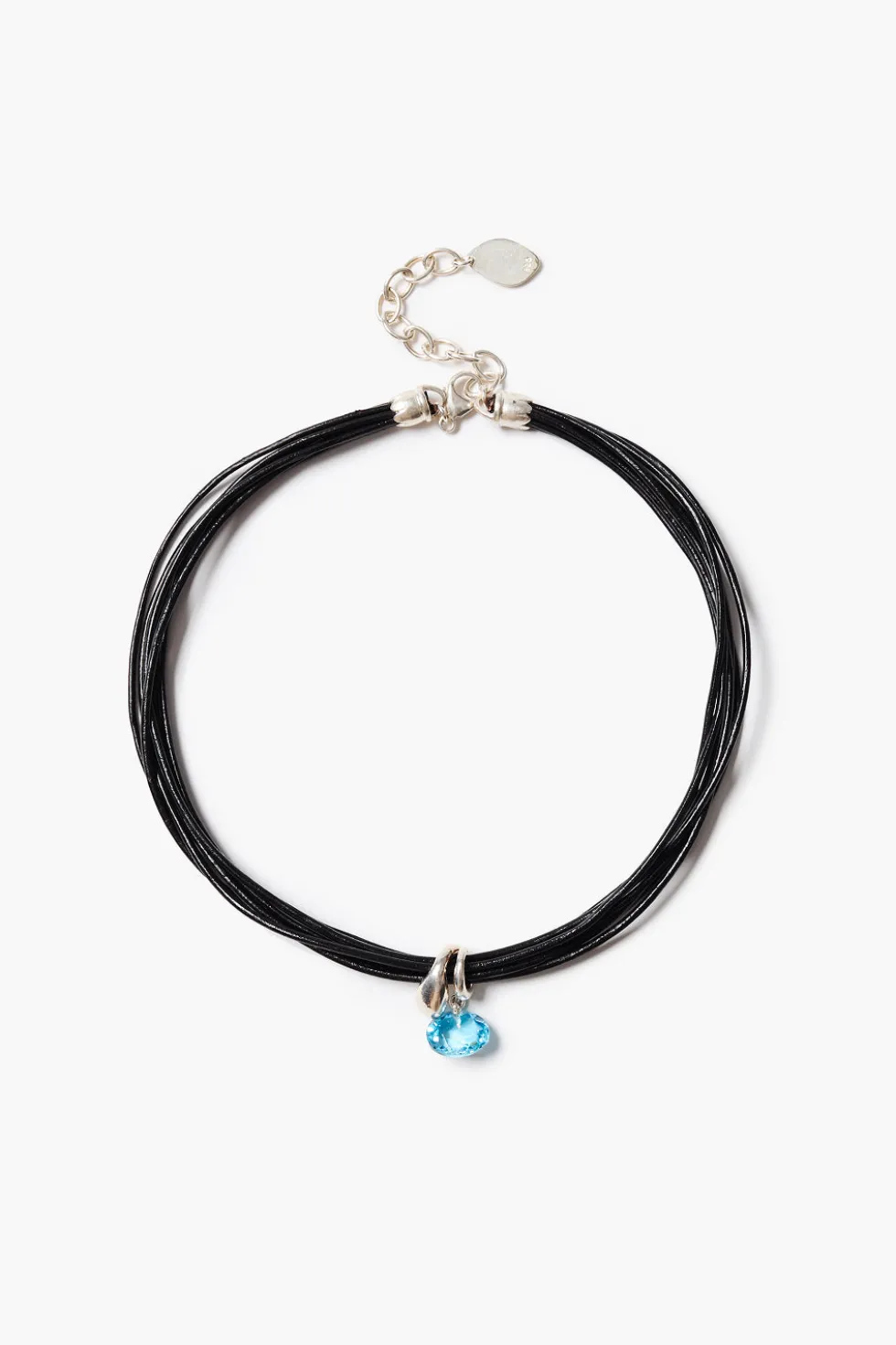 Serpentine Cord Necklace Blue Topaz