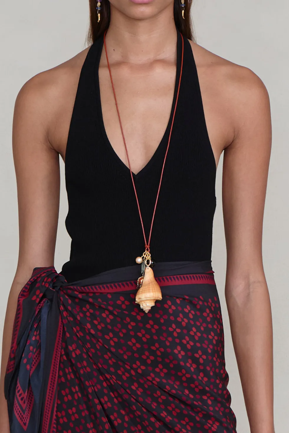 Spiral Shell Charm Necklace Multi