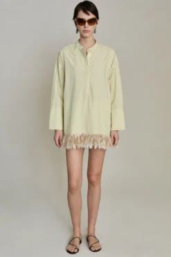 Tangled Yarn Fringe Tunic Translucent Green