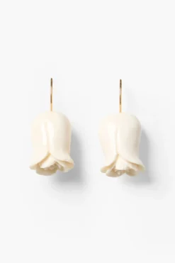 Tearful Rose Earrings White