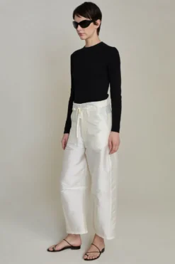 Techno Taffeta Barrel Pant Pearl