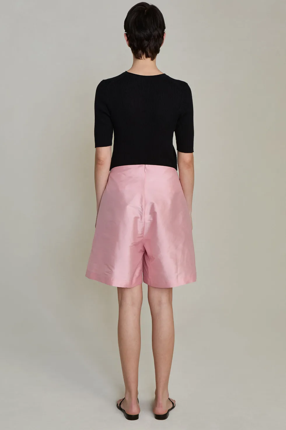 Techno Taffeta Long Shorts Rose