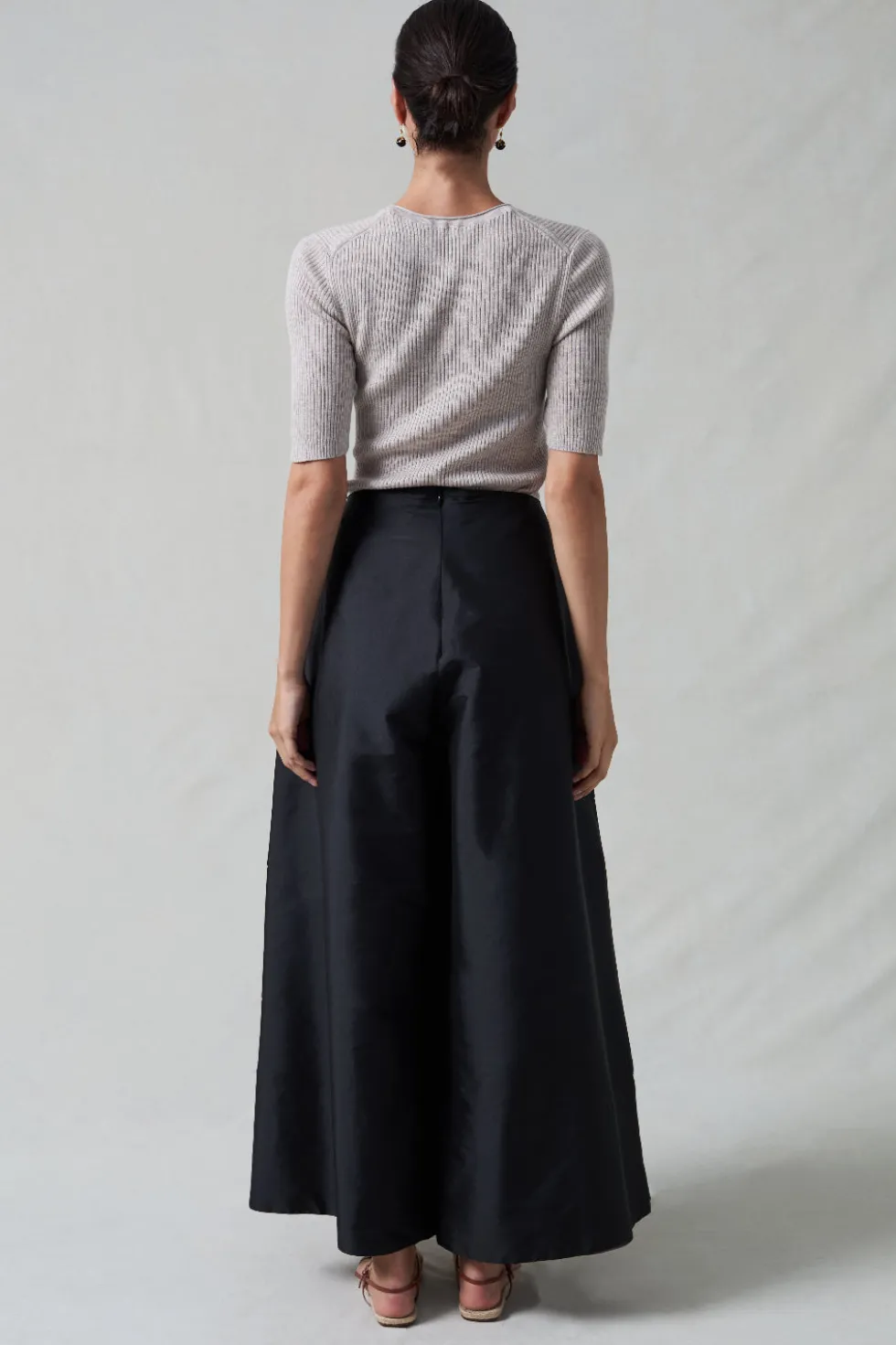 Techno Taffeta Ultra Wide Leg Trouser Black
