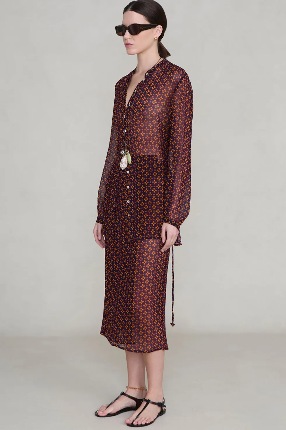 Tethered Button Up Shirt Plum