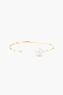 White Pearl and Gold Diamond Cuff