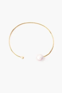 White Pearl and Gold Diamond Cuff