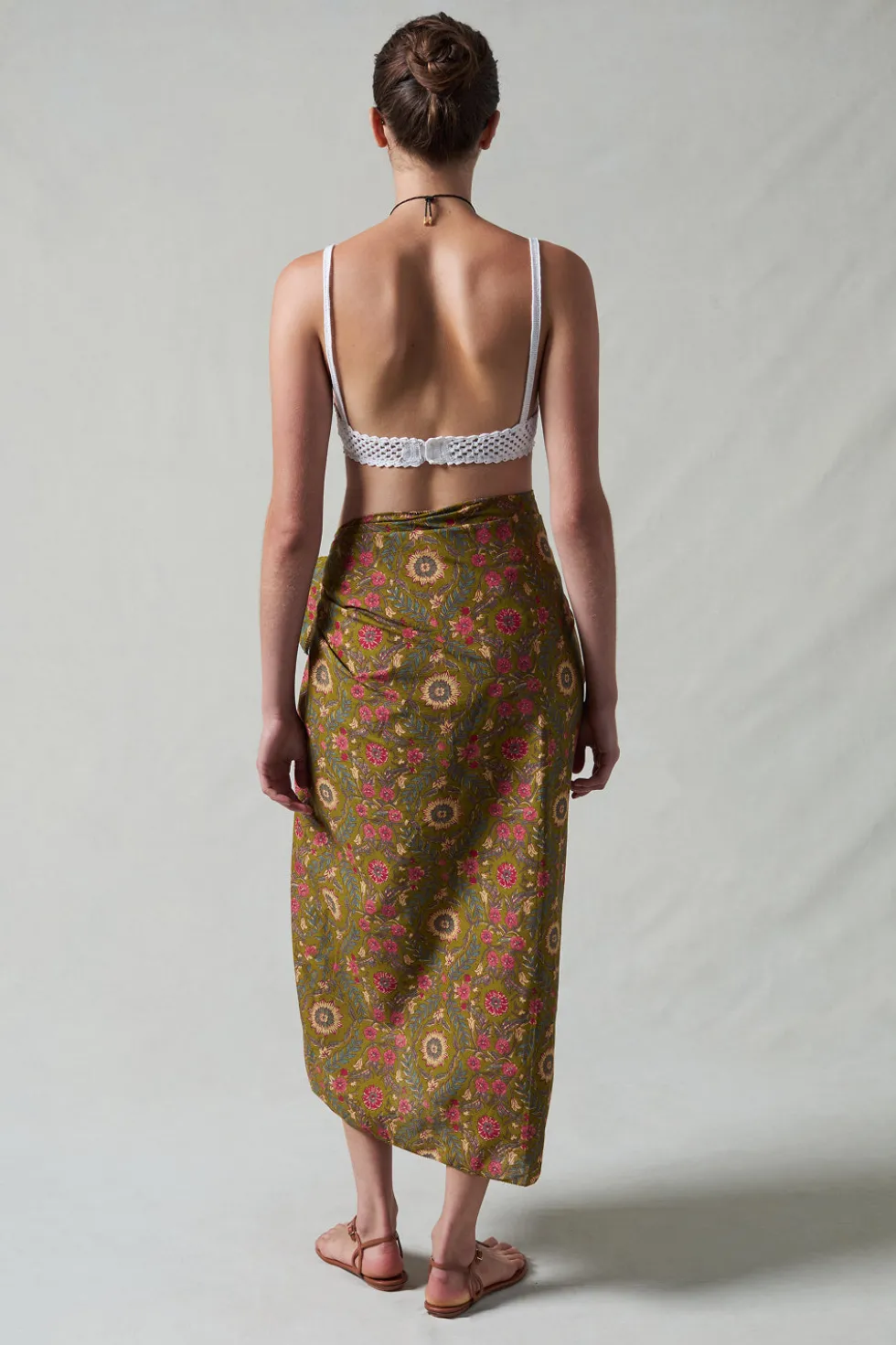 Wildflower Printed Sarong Olive Green
