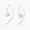 Wire Thread Earrings White Pearl
