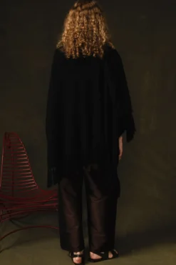 Wool Cashmere Knit Cape Black